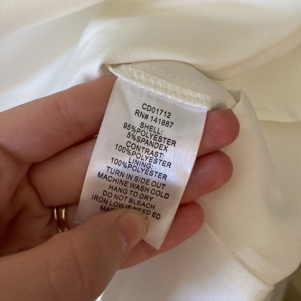 TCEC White Ruffle Sleeve Mini Dress V-Neck Asymmetrical Hem Women’s Size Small - Picture 6 of 7